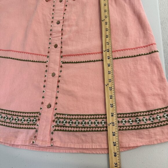 Denim & Co Canyon Retreat Oasis Midi Skirt Medium Linen Embroidered - Picture 6 of 10